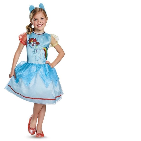 Toddler My Little Pony Rainbow Dash Halloween Costume 3T/4T Dress Headband Girls - Picture 1 of 6